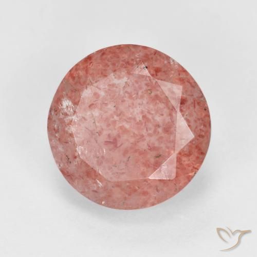 Cuarzo fresa Rosado medio natural de 2.97 ct, Redondo, Translúcido