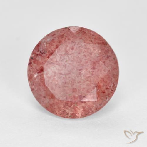 Cuarzo fresa Rosado medio natural de 2.85 ct, Redondo, Translúcido