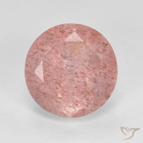 3.00ct Natural Rosado terroso Cuarzo fresa, Redondo, Translúcido