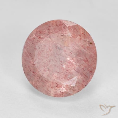 Cuarzo fresa Rosado terroso natural de 3.00 ct, Redondo, Translúcido