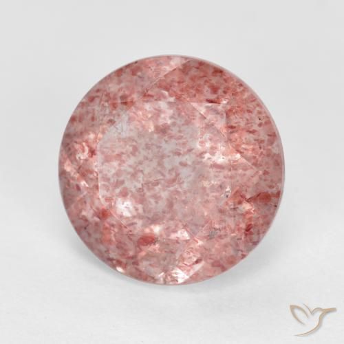 Cuarzo fresa Rosado claro medio natural de 2.76 ct, Redondo, Translúcido