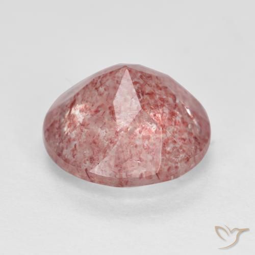 Cuarzo fresa Rosado claro medio natural de 2.76 ct, Redondo, Translúcido