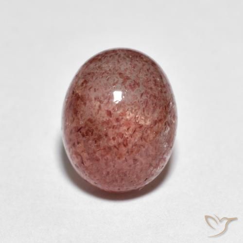 Cuarzo fresa Rojo ladrillo natural de 2.53 ct, Ovalada, Translúcido