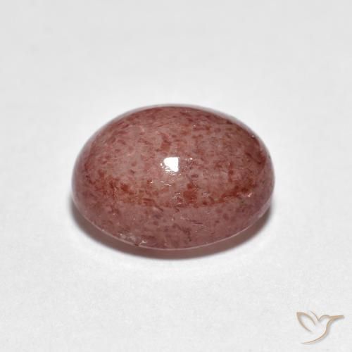 Cuarzo fresa Rojo ladrillo natural de 2.53 ct, Ovalada, Translúcido