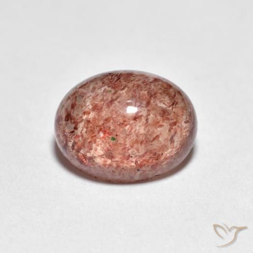 Cuarzo fresa Rojo ladrillo claro natural de 2.46 ct, Ovalada, Transparente