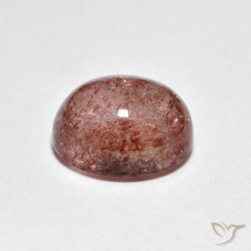 Cuarzo fresa Rojo ladrillo claro natural de 2.46 ct, Ovalada, Transparente