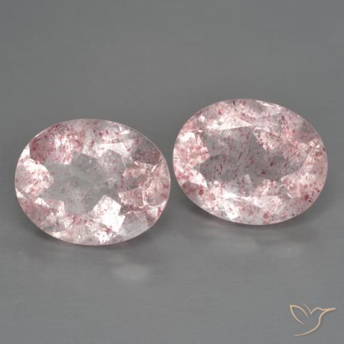 Gemas de Cuarzo fresa Rosado claro medio natural de 4.88 ct, Ovalada, Transparente