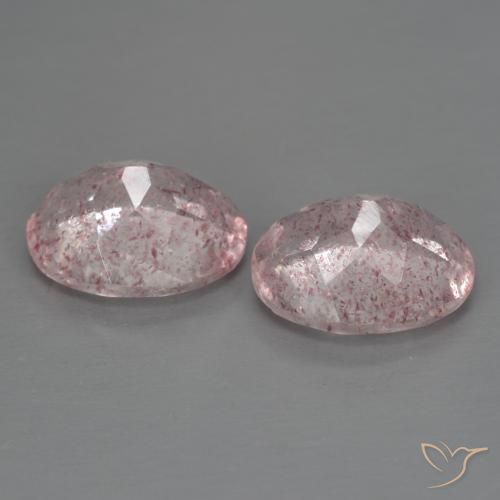 Gemas de Cuarzo fresa Rosado claro medio natural de 4.88 ct, Ovalada, Transparente