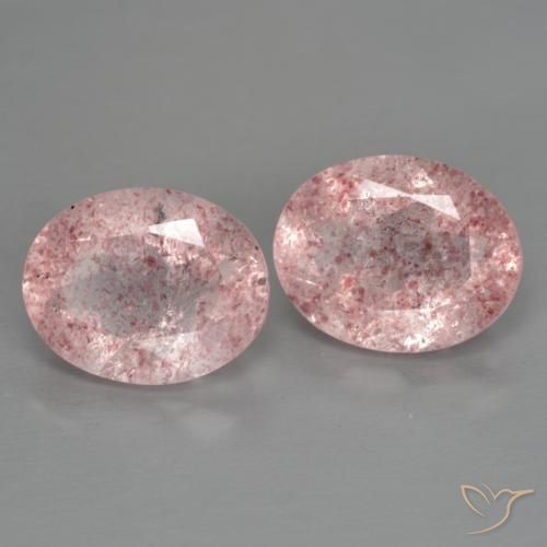 Gemas de Cuarzo fresa Rosa rosado natural de 4.80 ct, Ovalada, Transparente