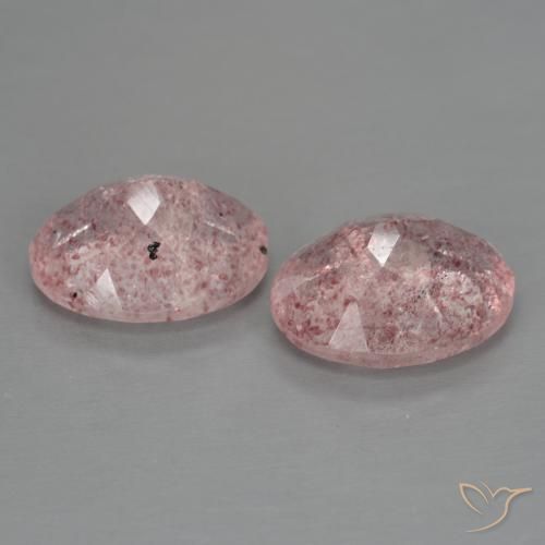 Gemas de Cuarzo fresa Rosa rosado natural de 4.80 ct, Ovalada, Transparente