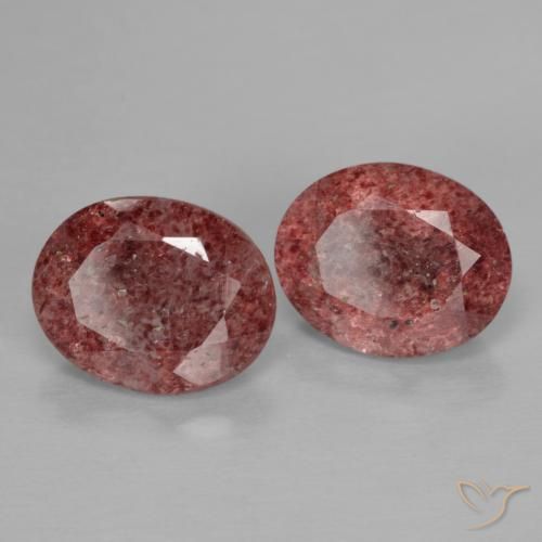 Gemas de Cuarzo fresa Rosa oscuro natural de 4.70 ct, Ovalada, Transparente