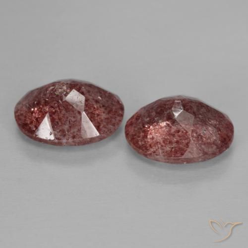Gemas de Cuarzo fresa Rosa oscuro natural de 4.70 ct, Ovalada, Transparente