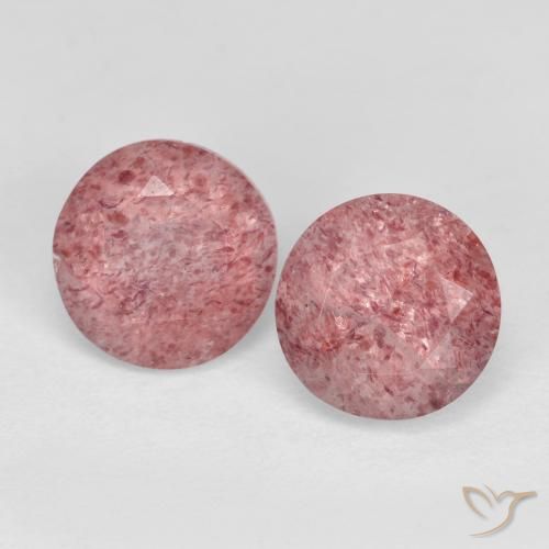 Gemas de Cuarzo fresa Rosado claro natural de 2.60 ct, Redondo, Translúcido