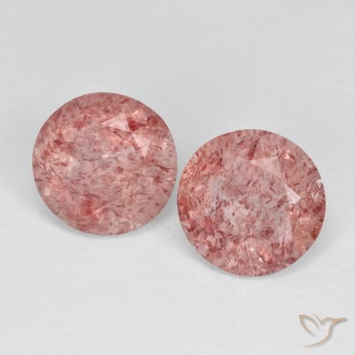 2.34ctw Natural Rosado claro cuarzo fresa, Redondo, Transparente