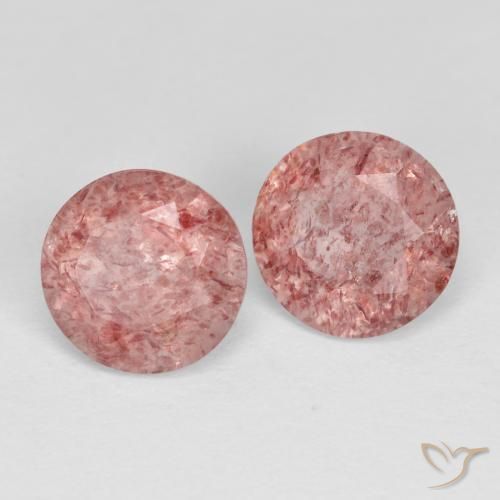 Gemas de Cuarzo fresa Rosado claro natural de 2.34 ct, Redondo, Transparente