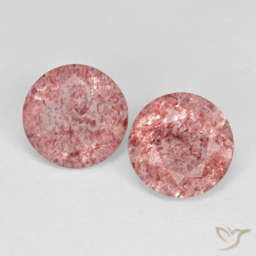 2.29ctw Natural Rosado claro medio cuarzo fresa, Redondo, Transparente