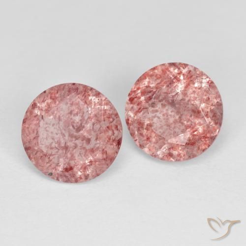 Gemas de Cuarzo fresa Rosado claro medio natural de 2.29 ct, Redondo, Transparente