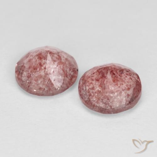 Gemas de Cuarzo fresa Rosado claro medio natural de 2.29 ct, Redondo, Transparente