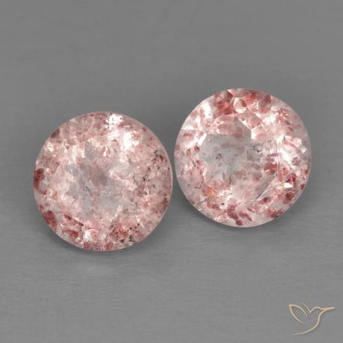 2.66ctw Natural Rosado claro cuarzo fresa, Redondo, Transparente