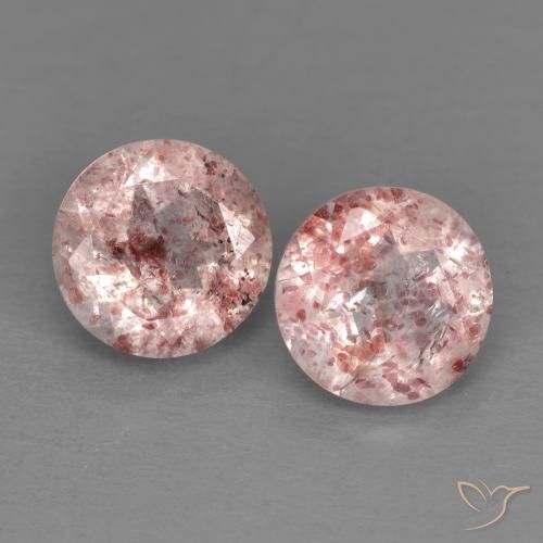 Gemas de Cuarzo fresa Rosado claro natural de 2.66 ct, Redondo, Transparente