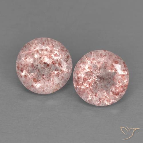 2.50ctw Natural Rosado claro cuarzo fresa, Redondo, Transparente