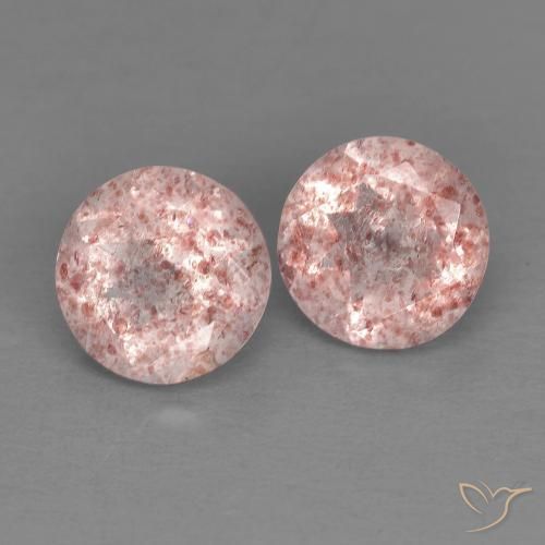 Gemas de Cuarzo fresa Rosado claro natural de 2.50 ct, Redondo, Transparente