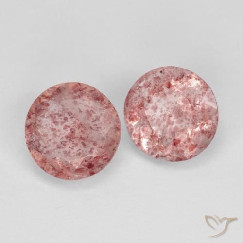 Gemas de Cuarzo fresa Rosa oscuro natural de 2.23 ct, Redondo, Transparente