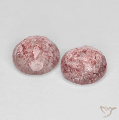Gemas de Cuarzo fresa Rosa oscuro natural de 2.23 ct, Redondo, Transparente