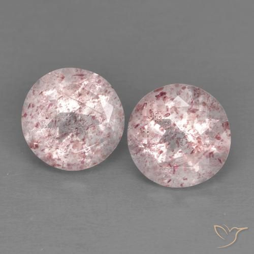 2.53ctw Natural Rosado claro Cuarzo fresa, Redondo, Transparente