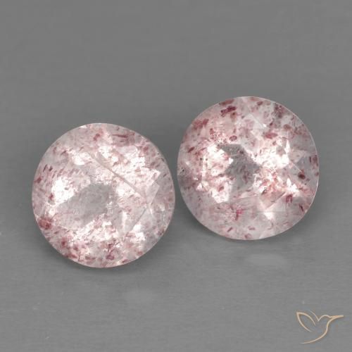 Gemas de Cuarzo fresa Rosado claro natural de 2.53 ct, Redondo, Transparente