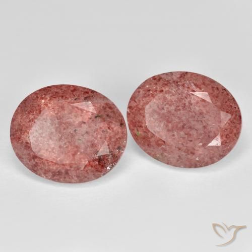 Gemas de Cuarzo fresa Rosado medio natural de 8.99 ct, Ovalada, Transparente