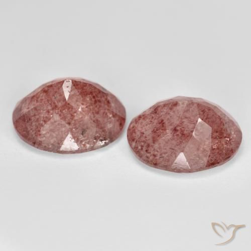 Gemas de Cuarzo fresa Rosado medio natural de 8.99 ct, Ovalada, Transparente