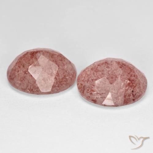 Gemas de Cuarzo fresa Rosa rosado natural de 9.62 ct, Ovalada, Translúcido