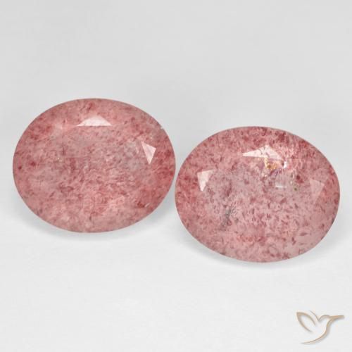 8.94ctw Natural Rosado claro medio cuarzo fresa, Ovalada, Transparente