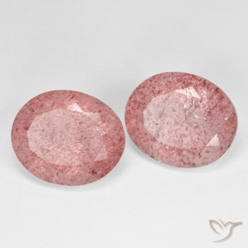 Gemas de Cuarzo fresa Rosado claro medio natural de 8.94 ct, Ovalada, Transparente