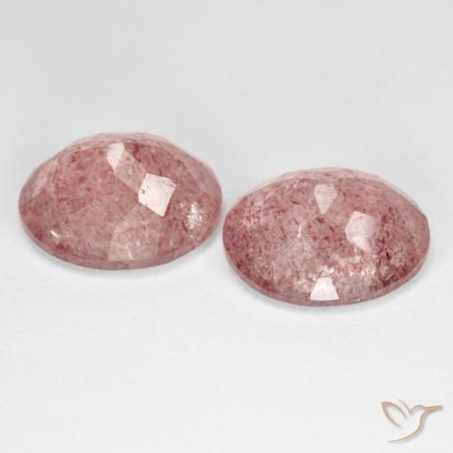 Gemas de Cuarzo fresa Rosado claro medio natural de 8.94 ct, Ovalada, Transparente
