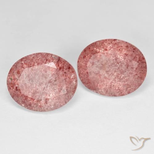 Gemas de Cuarzo fresa Rosa rosado natural de 8.37 ct, Ovalada, Transparente