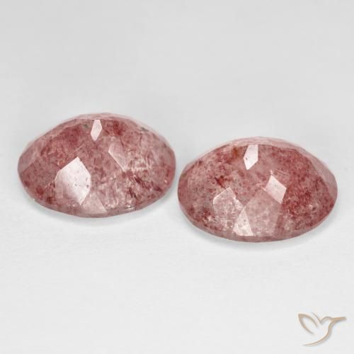 Gemas de Cuarzo fresa Rosa rosado natural de 8.37 ct, Ovalada, Transparente