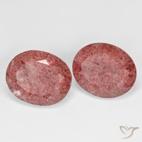 Gemas de Cuarzo fresa Rosado rosa intenso natural de 9.51 ct, Ovalada, Transparente