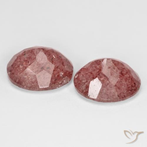 Gemas de Cuarzo fresa Rosado rosa intenso natural de 9.51 ct, Ovalada, Transparente