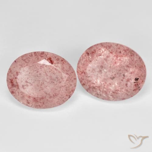 Gemas de Cuarzo fresa Rosado claro natural de 9.13 ct, Ovalada, Transparente