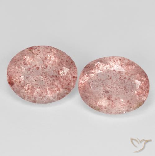 8.38ctw Natural Rosado terroso cuarzo fresa, Ovalada, Transparente