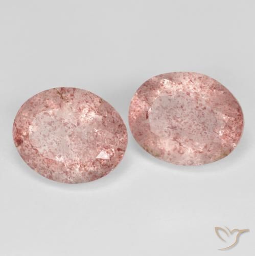 Gemas de Cuarzo fresa Rosado terroso natural de 8.38 ct, Ovalada, Transparente