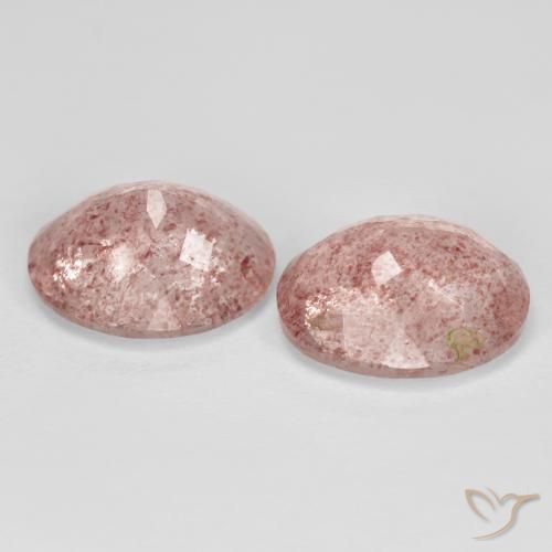 Gemas de Cuarzo fresa Rosado terroso natural de 8.38 ct, Ovalada, Transparente