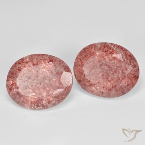 Gemas de Cuarzo fresa Rosado medio natural de 8.32 ct, Ovalada, Transparente
