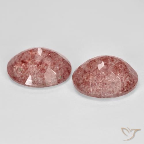 Gemas de Cuarzo fresa Rosado medio natural de 8.32 ct, Ovalada, Transparente