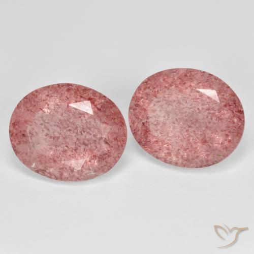 Gemas de Cuarzo fresa Rosado claro natural de 9.14 ct, Ovalada, Transparente