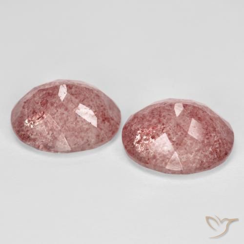 Gemas de Cuarzo fresa Rosado claro natural de 9.14 ct, Ovalada, Transparente