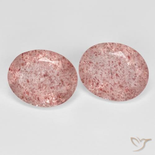 Gemas de Cuarzo fresa Rosado claro natural de 7.30 ct, Ovalada, Transparente