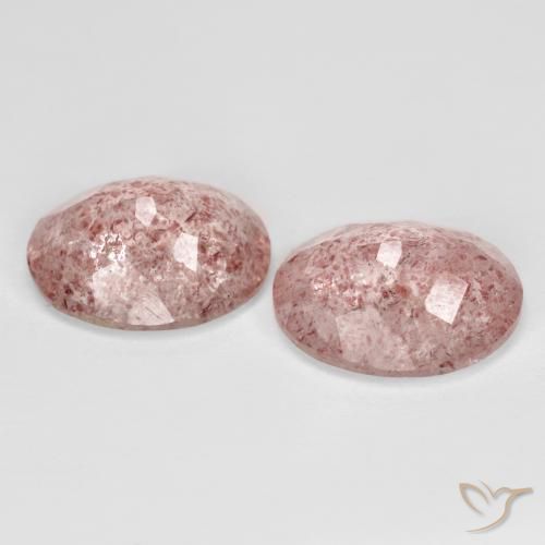 Gemas de Cuarzo fresa Rosado claro natural de 7.30 ct, Ovalada, Transparente